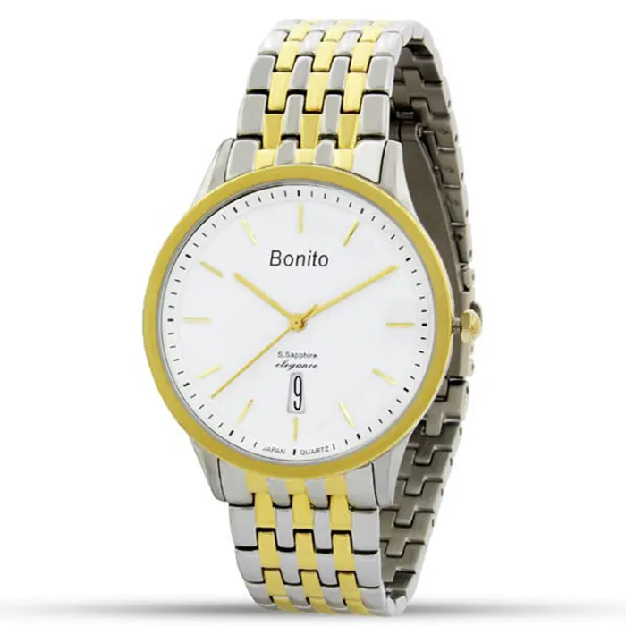 Bonito K-5120-TT-WT Metal Band Men's Watch in White