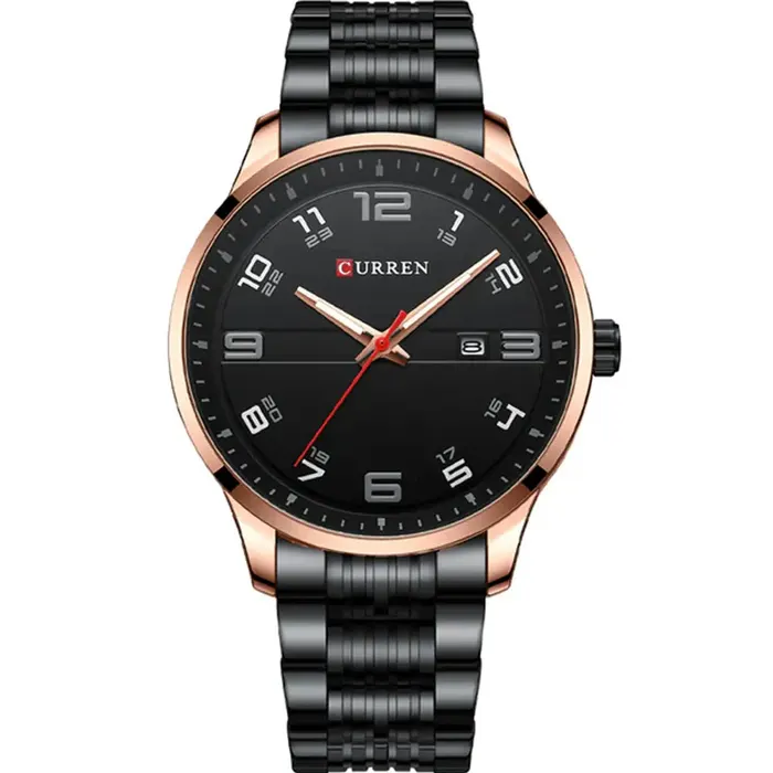 Curren 8411G-RG-BLK Metal Band Men Watch in Black