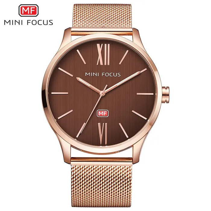 Mini Focus MF0018G-02 Mesh Chain Men's Watch in Brown