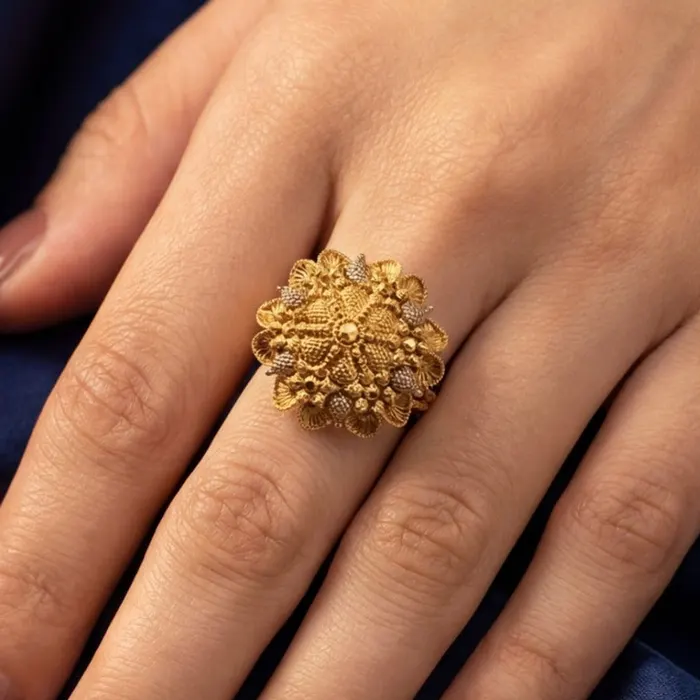 Dazzling Unique Design 24K RP Gold Plated 4.5 Gram Ring, alternate view