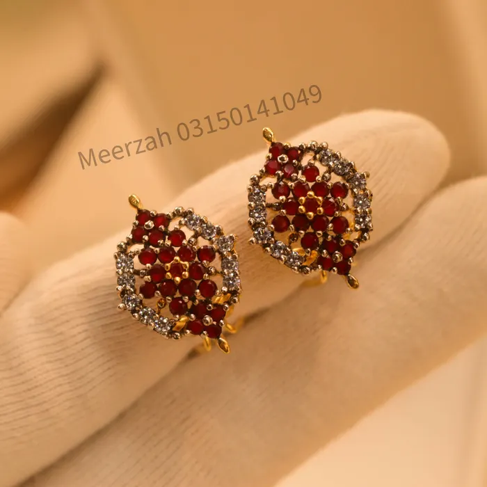 Glamorous Elegant Design Real Stones Earrings in White, main view