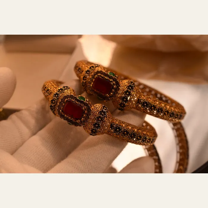 Luminous Design 24K RP Gold Plated 35 Gram 2pc Bangle, alternate view