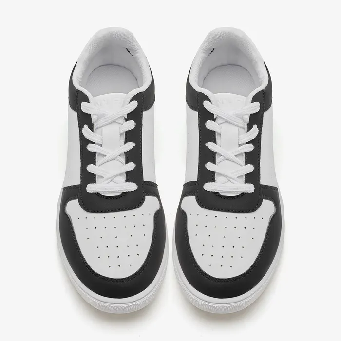 Men's Contrast Panel Sneakers in White and Black in Wht/Blk, alternate view