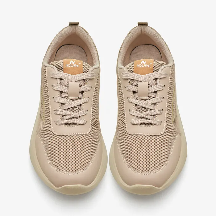 Men's Lace-Up Sneakers in Beige, alternate view