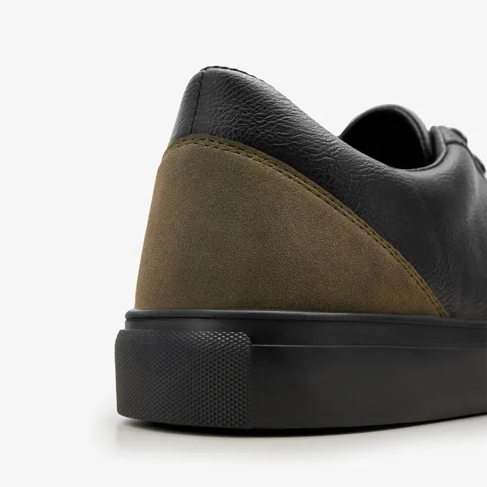 Hasan Raheem Men's Tonal Black Sneaker in Blk/Olv, alternate view