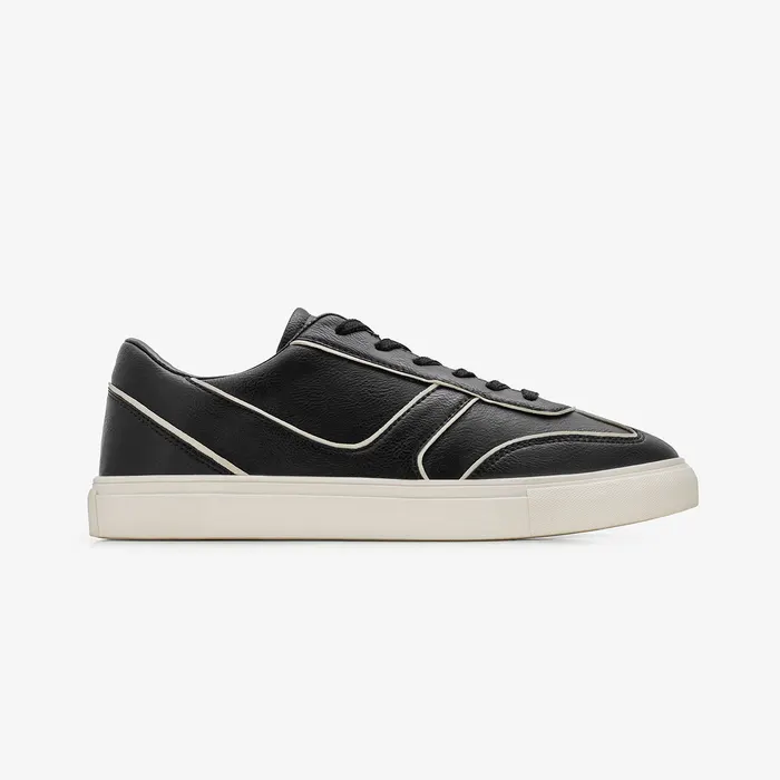 Hasan Raheem Men's Contrast Detail in Black and Off-White in Blk/Ofwht, men's sneakers