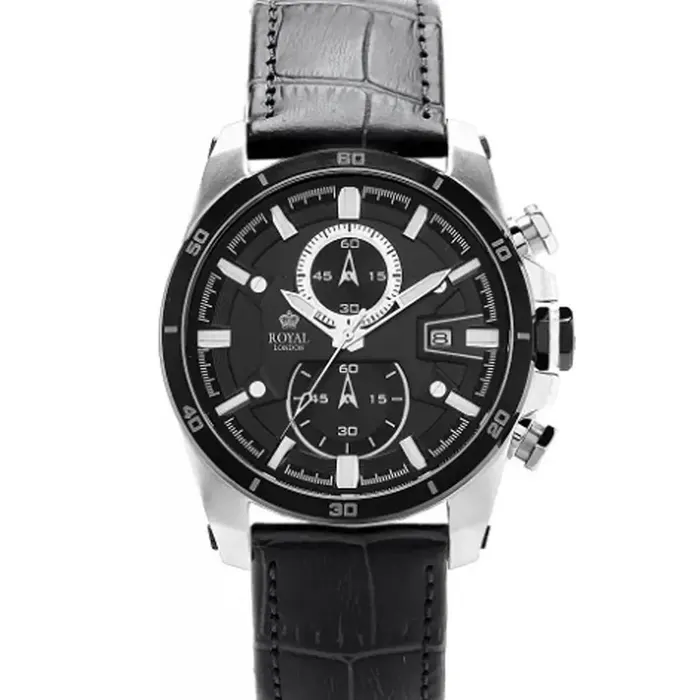 Royal London 41275-01 Leather Band Men Watch in Black