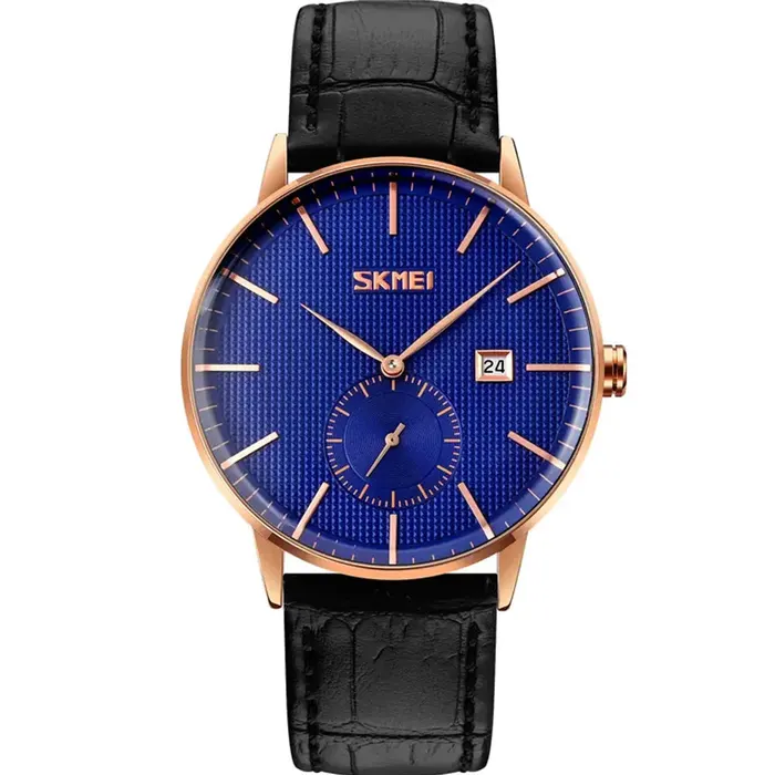 Skmei 9273-RSBLK-BLU Leather Band Men Watch in Blue