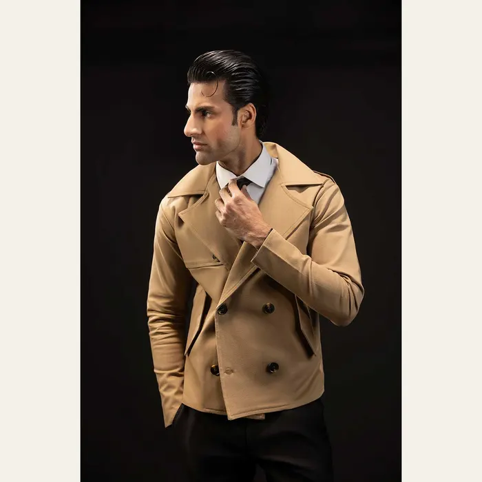 Beige Cropped Trench Coat, alternate view
