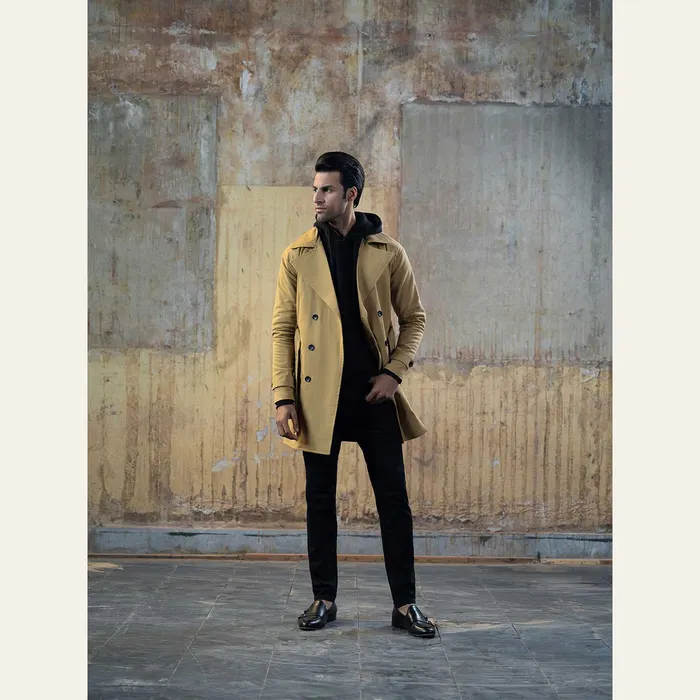 Beige Twill Trench Coat