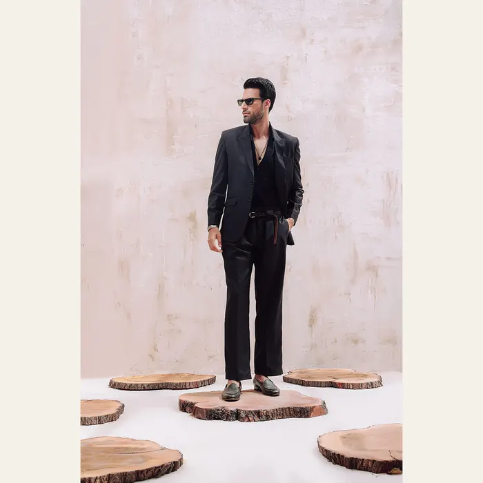 Black Slim Fit Suit Blazer, view 2