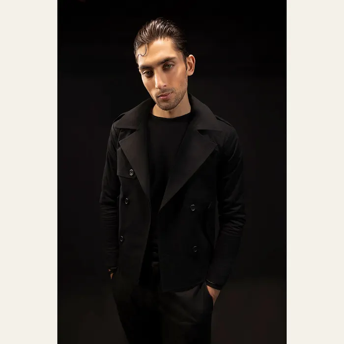 Black Cropped Trench Coat