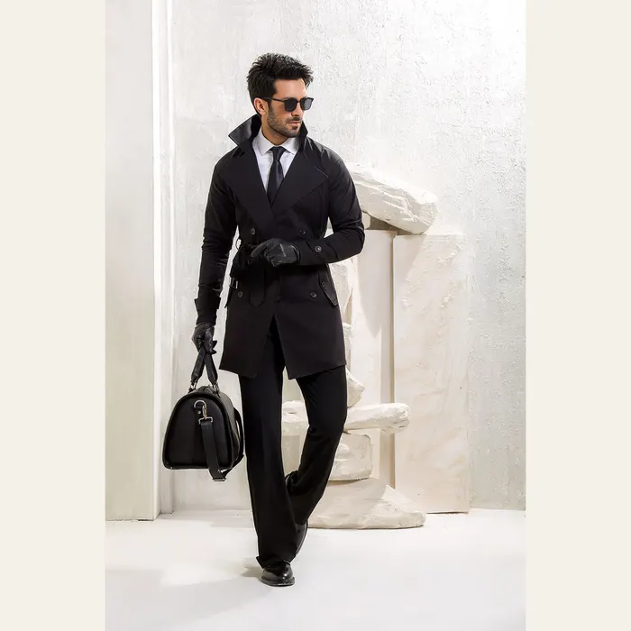 Black Twill Trench Coat