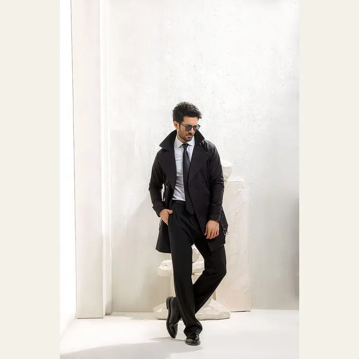 Black Twill Trench Coat, alternate view