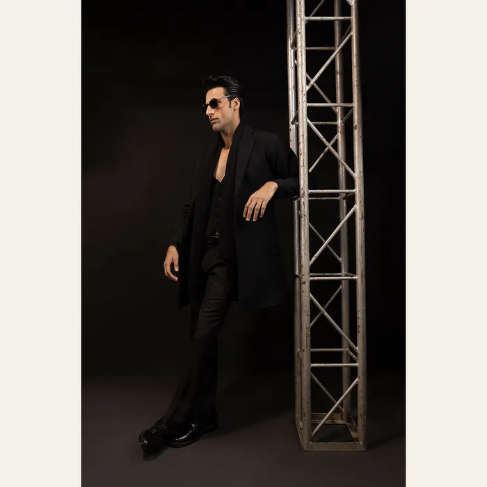 Black Wool Over Coat, alternate view