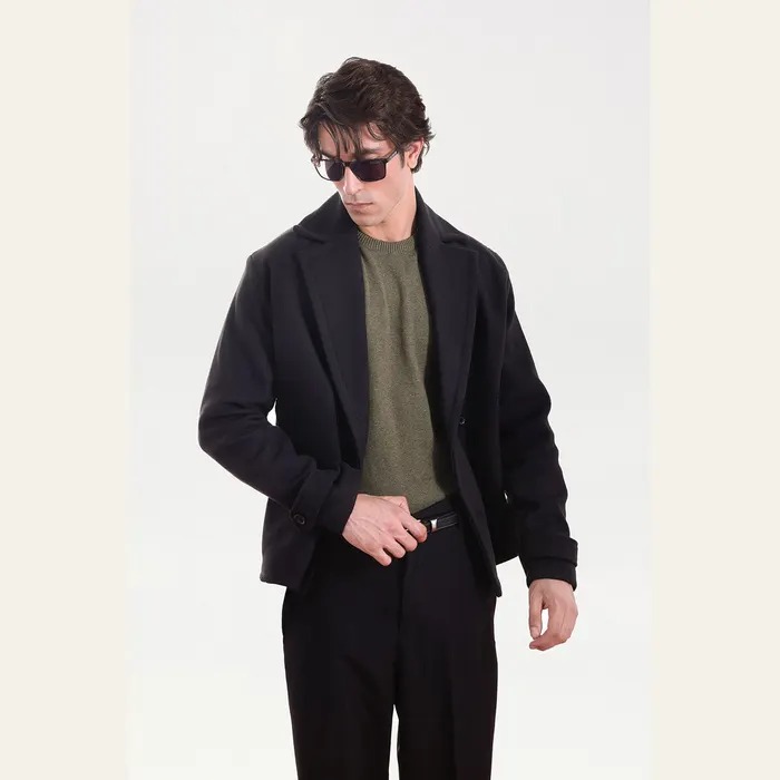 Black Wool Pea Coat, alternate view