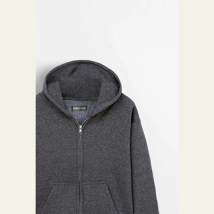 Charcoal Essential Hoodie in Gray, alternate view