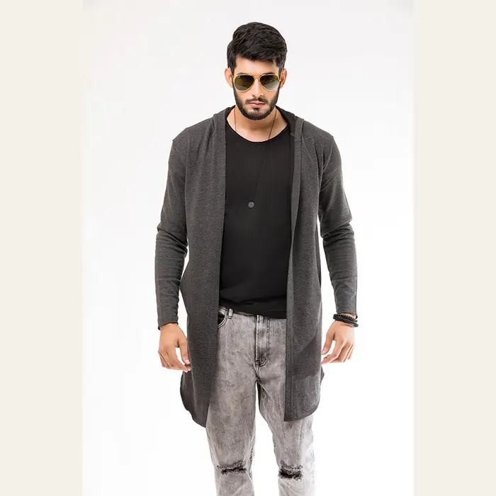 Charcoal Long Line Hoodie