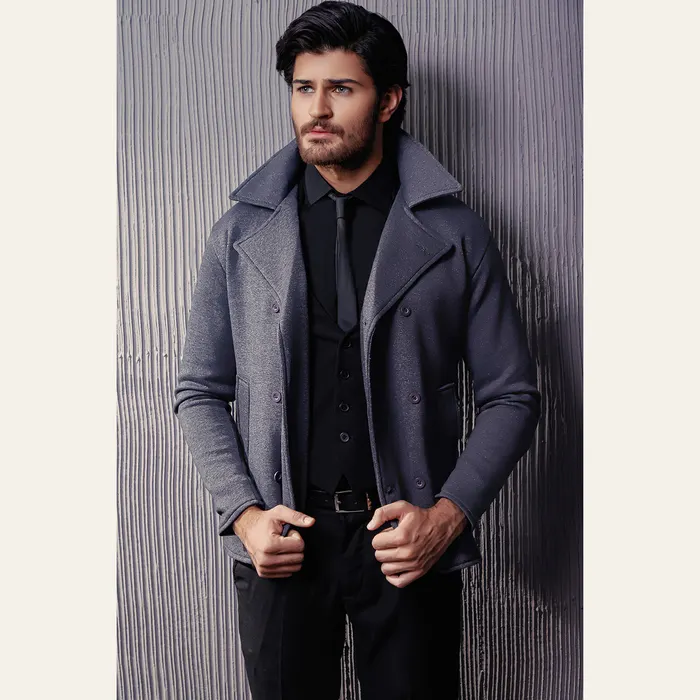 Charcoal Pea Coat, alternate view