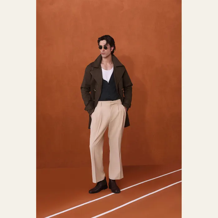 Khaki Green Twill Trench Coat, alternate view