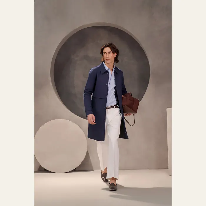 Navy Blue Technical Trench Coat