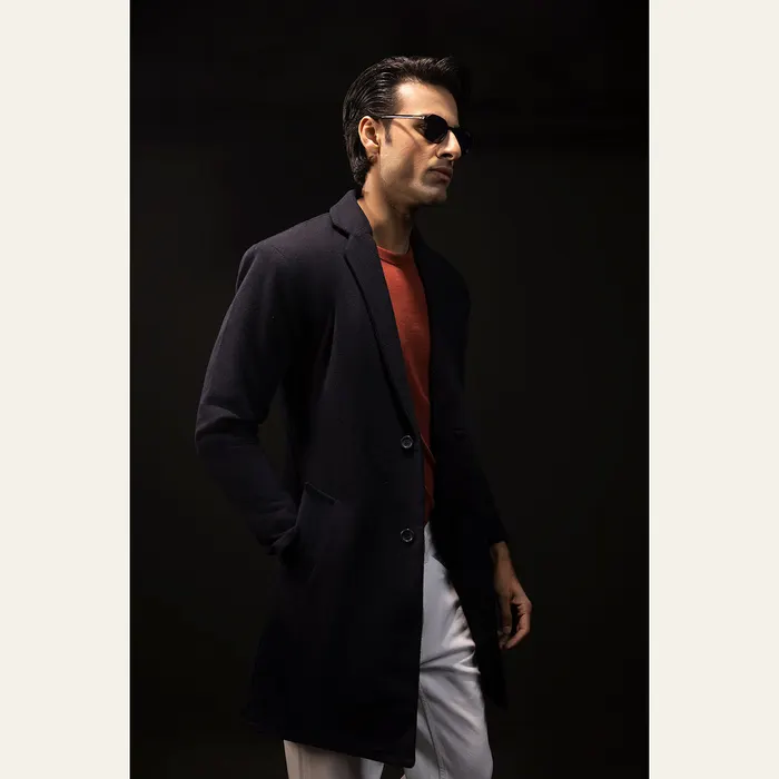 Navy Blue Wool Over Coat