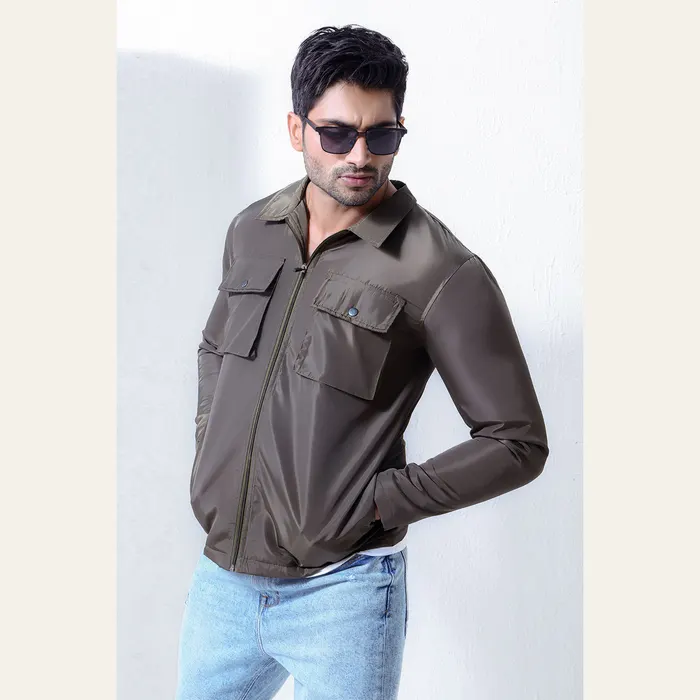 Green Double Pocket Polyamide Jacket, alternate view