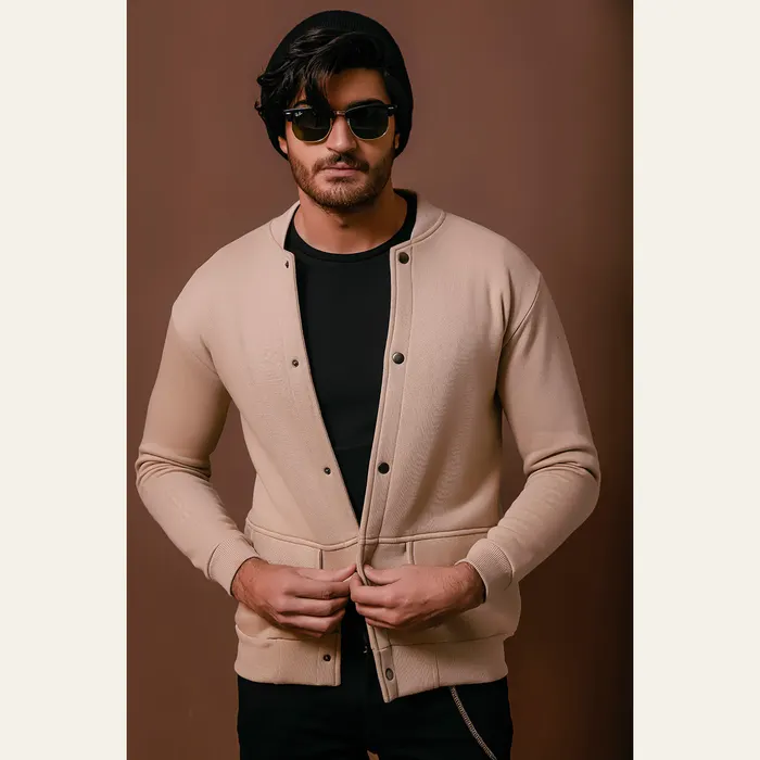 Stone Bomber Jacket With Poppers