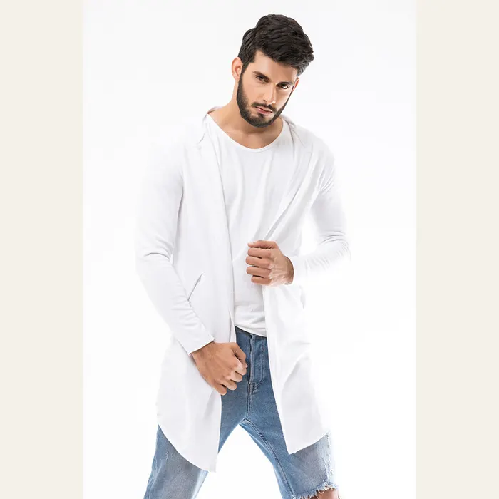 White Long Line Hoodie