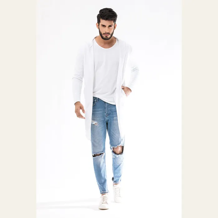 White Long Line Hoodie, alternate view